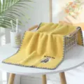 Yellow coral fleece cute cartoon embroidered towel for facial washing and daily home use. - Bath Towel 70*140cm / Yellow