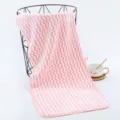 Pink coral fleece towel, wave pattern face cloth, soft absorbent kitchen bathroom towel variant. - Square Towel / Pink