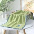 Green coral fleece towel set with cute rabbit embroidery, absorbent face towel for home. - Towel 35*75cm / Green