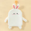 Cute rabbit hanging hand towel, soft plush kitchen bathroom towel with lovely embroidered face. - White Bunny