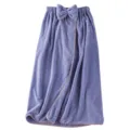 Damen tragbares Badetuch Korallenfleece strapless saugfähiger Badrand mit Schleife Karomotiv - Einheitsgröße / Badekleid Dunkelblau