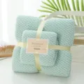Pineapple grid coral fleece towel and bath towel set, thick absorbent face towel variant. - Fruit Green / Bath Towel 70x140cm + Face Towel 35x75cm