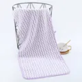Soft coral fleece towel with purple water wave pattern, absorbent face towel for home bathroom. - Purple