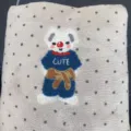 Cute embroidered coral fleece towel, grey polka dot pattern, soft and absorbent washcloth. - Gray Clown Bear