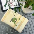 Soft cartoon jacquard towel, cute absorbent adult bath towel and face towel for gift. - Hooded Beige