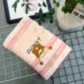 Cute cartoon jacquard bath towel soft absorbent pink striped towel for daily home use - Hooded Pink