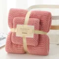 Rosa Korallen Samt Handtuch Set, dichte saugfähige Ananas Gitter Bad Gesicht Handtuch Variante. - Rosé / Badetuch 70x140cm + Handtuch 35x75cm