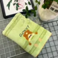 Green cartoon jacquard bath towel with cute embroidered animal and soft absorbent fabric texture - Hooded Green