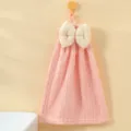 Hübsches Hängehandtuch mit Schleife, weiches saugfähiges Korallenfleece für Küche bad design - Gerippte Rosa Schleife