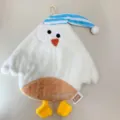 Niedliches hängendes Handtuch, Cartoon-Eule-Design, weiches Plüschmaterial, Bad Küche. - Milchweißes Küken