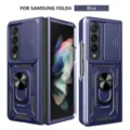 Robuuste beschermende telefoonhoes met ringstandaard en cameraklep voor Samsung Z Fold 4. - Z FliP4 / Blauw