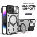 iPhone 14 Pro Max case magnetic stand camera slide cover protective shell silvery - Silver / iPhone 14