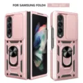 Rugged protective case for Samsung Galaxy Z Fold 4 with ring stand and slide camera cover rose gold - Rose Gold