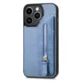 Blue woven leather phone case with zipper cardholder for iPhone 15 Pro Max variant. - Blue / IP 15