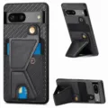 Carbon fiber textured phone case with card slot and kickstand for Google Pixel series - Black / Google Pixel 6