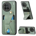 Woven leather phone case with card holder stand for vivo Y35 X90Pro green protective cover - Green / vivo Y11/Y17/Y15/Y12/Y3