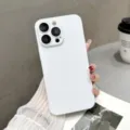 Plain white protective phone case with full camera coverage, minimalist hard PC cover - White / 15Promax