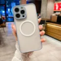 Magnetic matte translucent phone case with camera protection for iPhone 16 Pro Max - Blue Gray