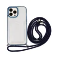 Clear phone case with card slot and dark blue lanyard for iPhone crossbody protection case - Dark Blue + Dark Blue Cord / iPhone XR