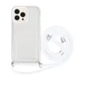 Transparent Phone Case with Card Slot and White Crossbody Lanyard Strap for iPhone. - White + White Lanyard / iPhone XR