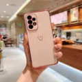 Electroplated Phone Case Compatible with Samsung Rose Gold Edge Love Heart Design. - Samsung Galaxy S21 / Cherry Pink