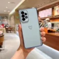 Electroplated Phone Case for Samsung Galaxy with Heart Pattern Light Blue Protective Back Cover - Samsung Galaxy S21 / Sierra Blue