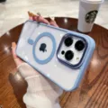 Ανοιχτό μπλε MagSafe θήκη τηλεφώνου για iPhone, διαφανές φιλικό προς το δέρμα κάλυμμα - Μπλε Σιέρα