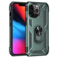 Rugged armor phone case with ring holder heavy duty drop protection green cover for smartphone - Dark Green