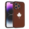 Brown fabric texture iPhone case with white maple leaf logo, protective business cover. - iPhone 7/8 / Brown