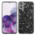 Black sparkle phone case detail view showing camera module protection and glitter finish. - S20 Ultra (6.9 inch) / Black