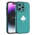 Detailed view of the luxury leather texture iPhone case with elegant white leaf pattern. - iPhone 7/8 / Green
