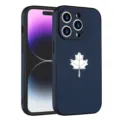 Blue leather texture phone case with maple leaf design dropproof for iPhone models - iPhone 7/8 / Blue