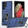 Ανθεκτική θήκη κινητού για Samsung S25 Ultra με συρόμενο κάλυμμα κάμερας και βάση δαχτυλιδιού. - Για S10 / Ναυτικό μπλε