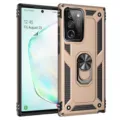 Vista detallada de funda protectora resistente con soporte de anillo y diseño blindado. - Dorado / Note 20 Ultra