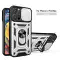 Fundas protectora antichoc con cubierta de cámara y anillo para iPhone 14 Pro Max Plata - Plateado / iPhone15