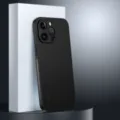 Detailed view of black leather phone case, premium texture, camera protection design. - iPhone XR / Black