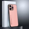 Pink lychee texture leather phone case with full camera protection for iPhone series. - iPhone XR / Pink