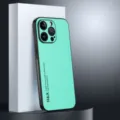 Mint green litchi texture leather phone case with black frame drop protection detail view. - Mint Green / iPhone XR