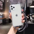 Clear crossbody phone case with strap and reinforced corners for daily use and hands-free. - Gray / iPhone14