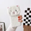 Suesse weisse Pluesch Katzen Schutzhuelle kompatibel mit Samsung Z Flip 3 4 5 6 Klapphuelle - Weiß / ZFlip1/2