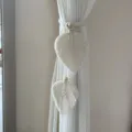 Handmade cotton macrame leaf curtain tieback bohemian style drapery holdback for home decor. - Off White
