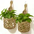 Handmade jute macrame plant hanger, wall hanging glass vase holder with green plants for home. - S / 10.16x21.8cm / Khaki Cotton Rope