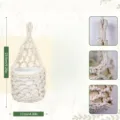 Handmade macrame plant hanger vase net pocket bohemian style wall hanging storage basket - M / 11x23.5cm / Off White