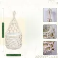 Handmade macrame plant hanger cotton rope vase net basket boho wall hanging storage pocket - S / 10.16x21.8cm / Off White