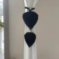 Handgemachte schwarze Makramee Blatt Vorhangraffhalter boho Baumwollseil Vorhanghalterung Deko - Schwarz