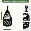 Handmade black macrame plant hanger bohemian wall decor for 3-4 inch small flower pots. - S / 10.16x21.8cm / Black