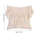 Bohemian cotton macrame pillow cover with chic fringe tassels for living room sofa decor. - No Insert / Ivory