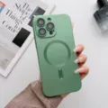 Green Magnetic Phone Case Compatible with iPhone MagSafe Metallic Finish Lens Protection - Sierra Green / iPhone 11