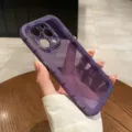Purple transparent silicone phone case, soft drop-proof protective cover for smartphone model. - iPhone14 / Dark Purple