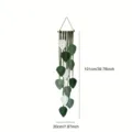 Bohemian Macrame Leaf Wall Hanging Handmade Woven Cotton Tapestry for Living Room Decor - Long / Green
